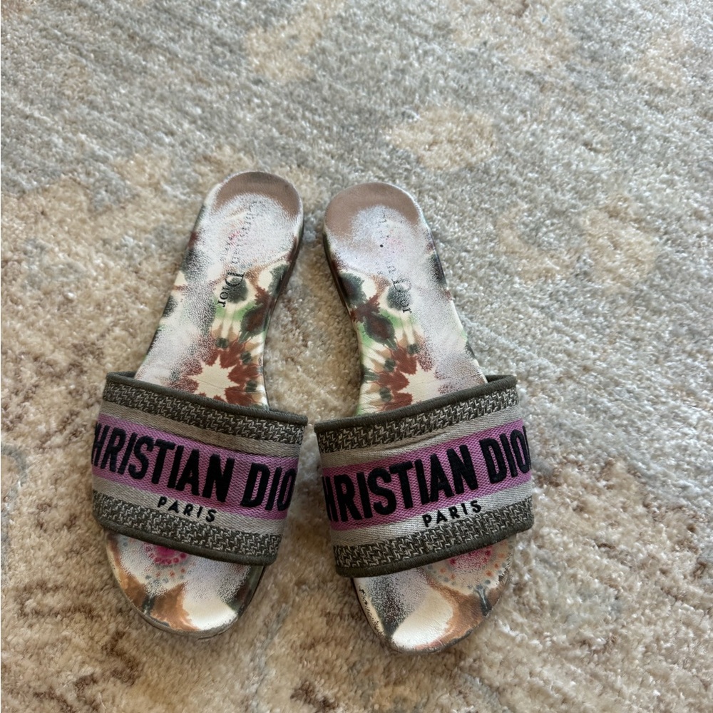Christian Dior Slide Sandals with Multicolor Design
